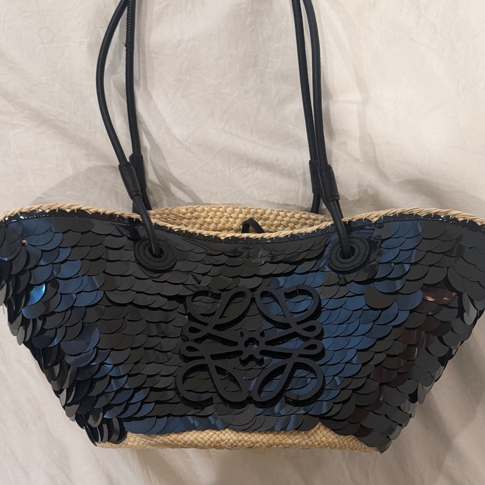Loewe Sequin Anagram raffia bag